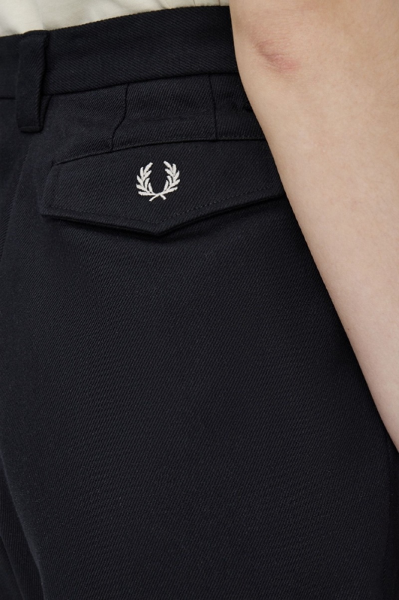 Fred Perry Longline Twill Women's Shorts Black | EAJ-089562