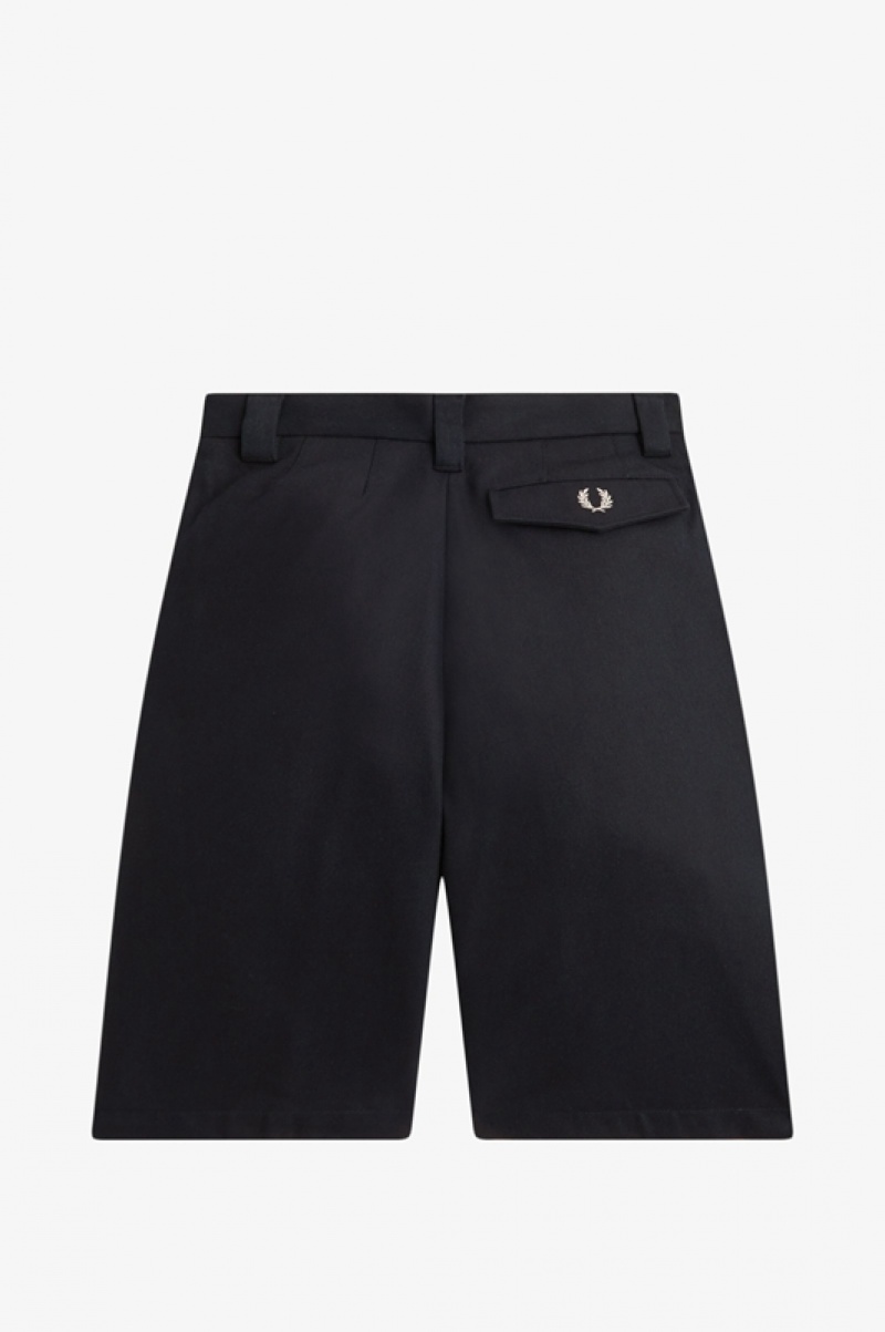 Fred Perry Longline Twill Women's Shorts Black | EAJ-089562