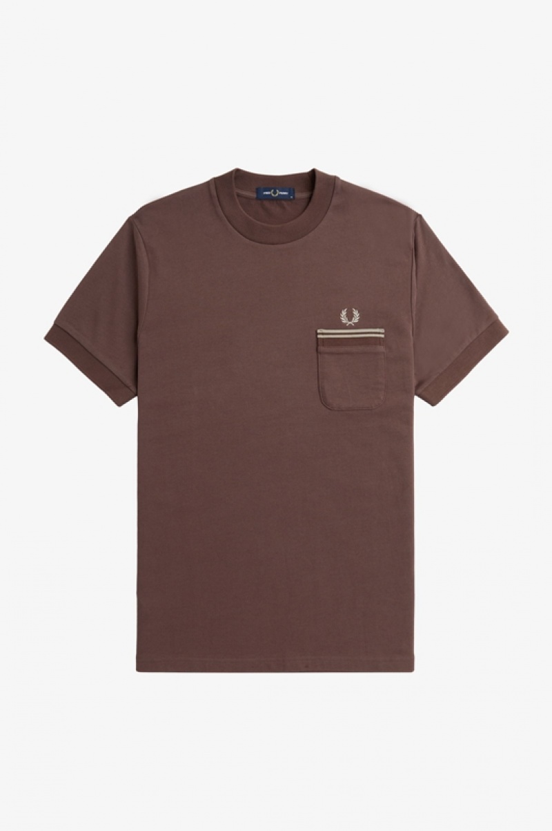 Fred Perry Loopback Jersey Pocket Men's T Shirts Dark Red | OXK-829506