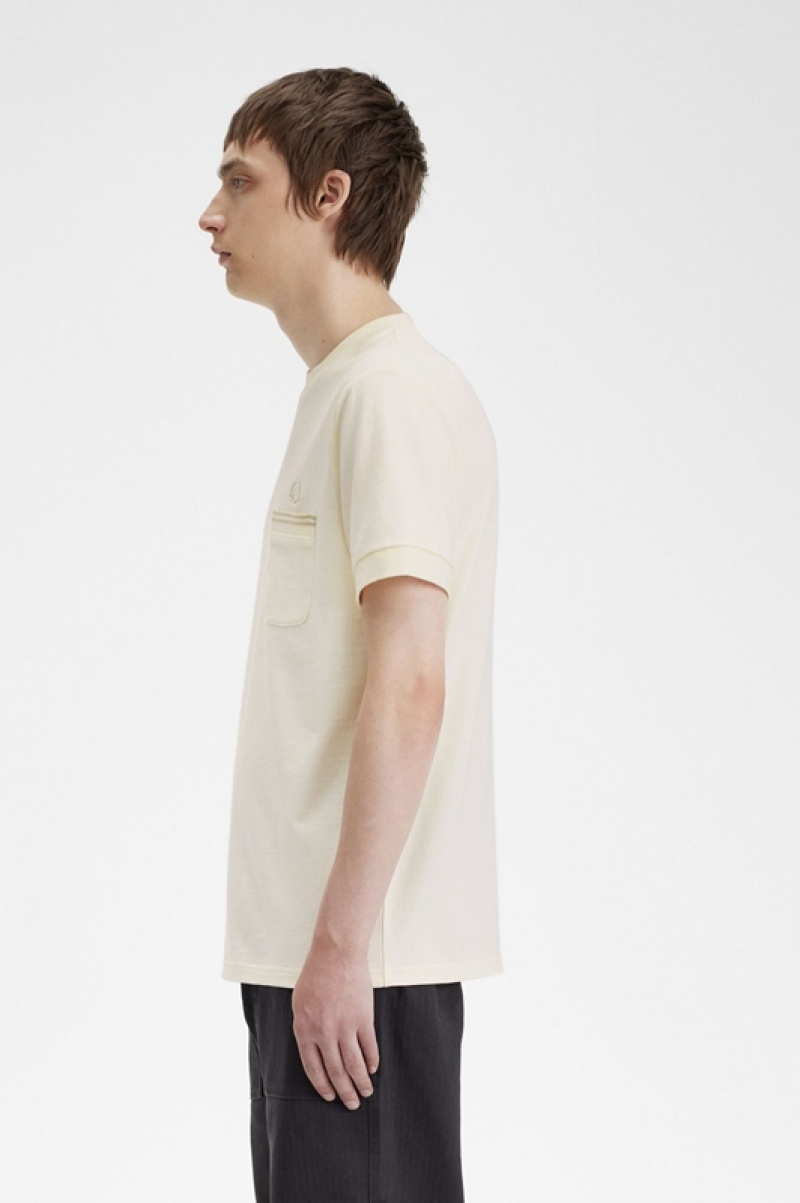 Fred Perry Loopback Jersey Pocket Men's T Shirts White | SEB-039754