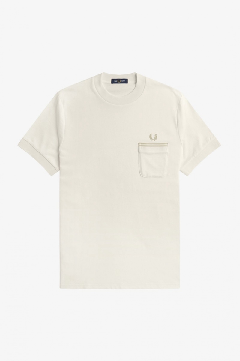 Fred Perry Loopback Jersey Pocket Men's T Shirts White | SEB-039754