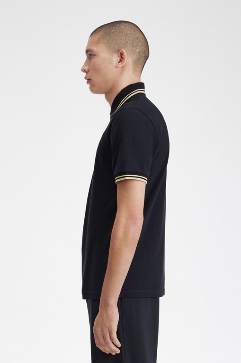 Fred Perry Makati M12 Men's Shirts Black | EPU-865193