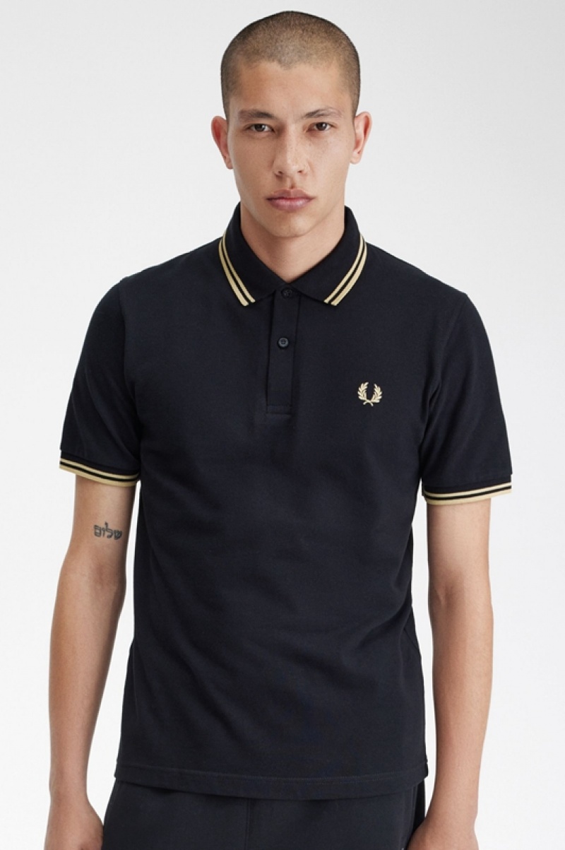 Fred Perry Makati M12 Men's Shirts Black | EPU-865193