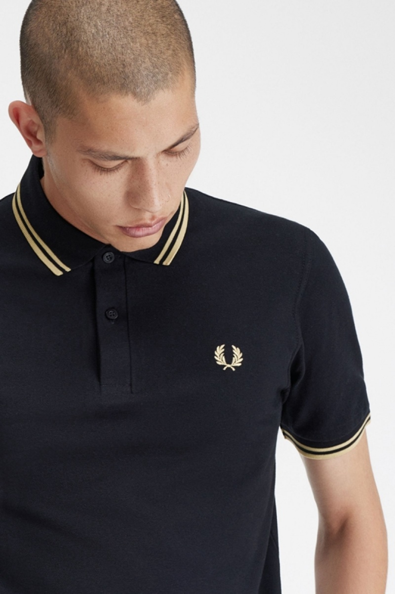 Fred Perry Makati M12 Men's Shirts Black | EPU-865193