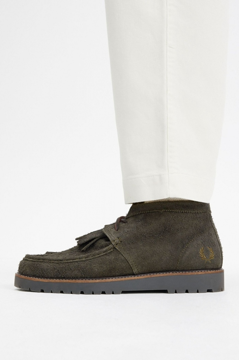 Fred Perry Mid Kenney Men's Boots Green | UZM-481053