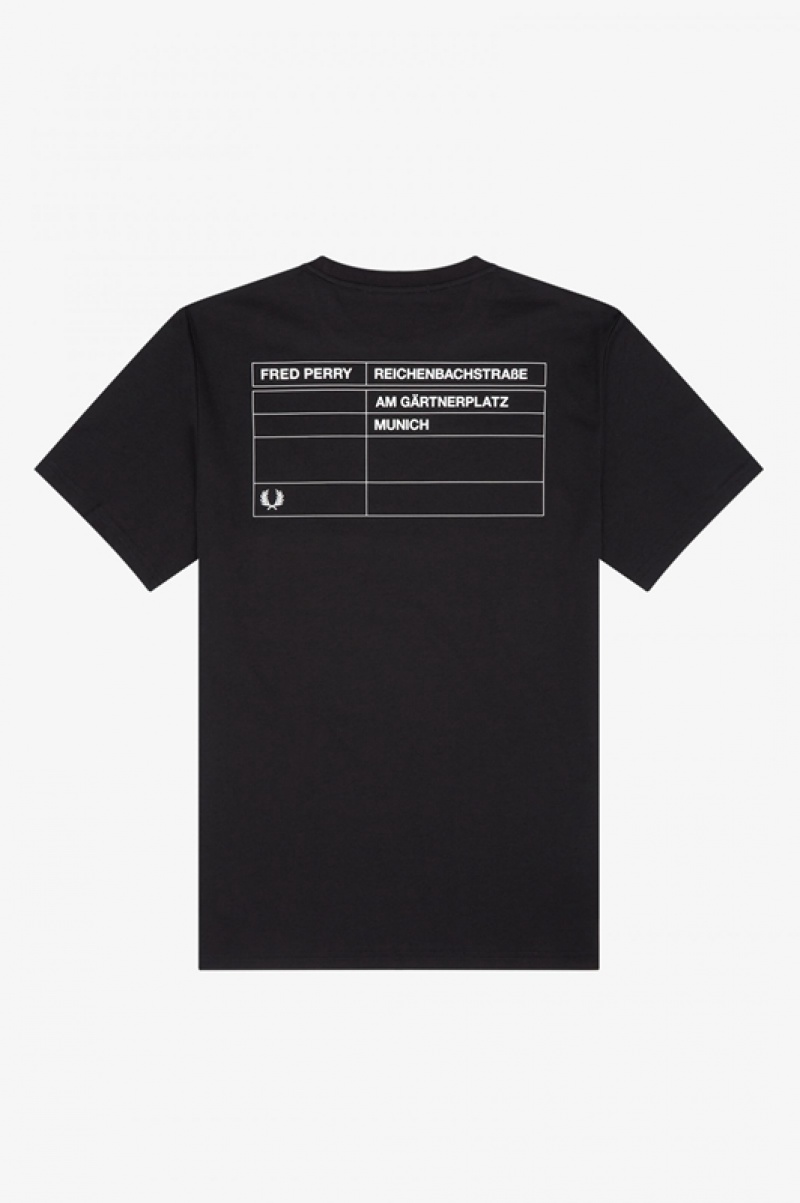 Fred Perry Munich Ringer Men's T Shirts Black | NCY-218405