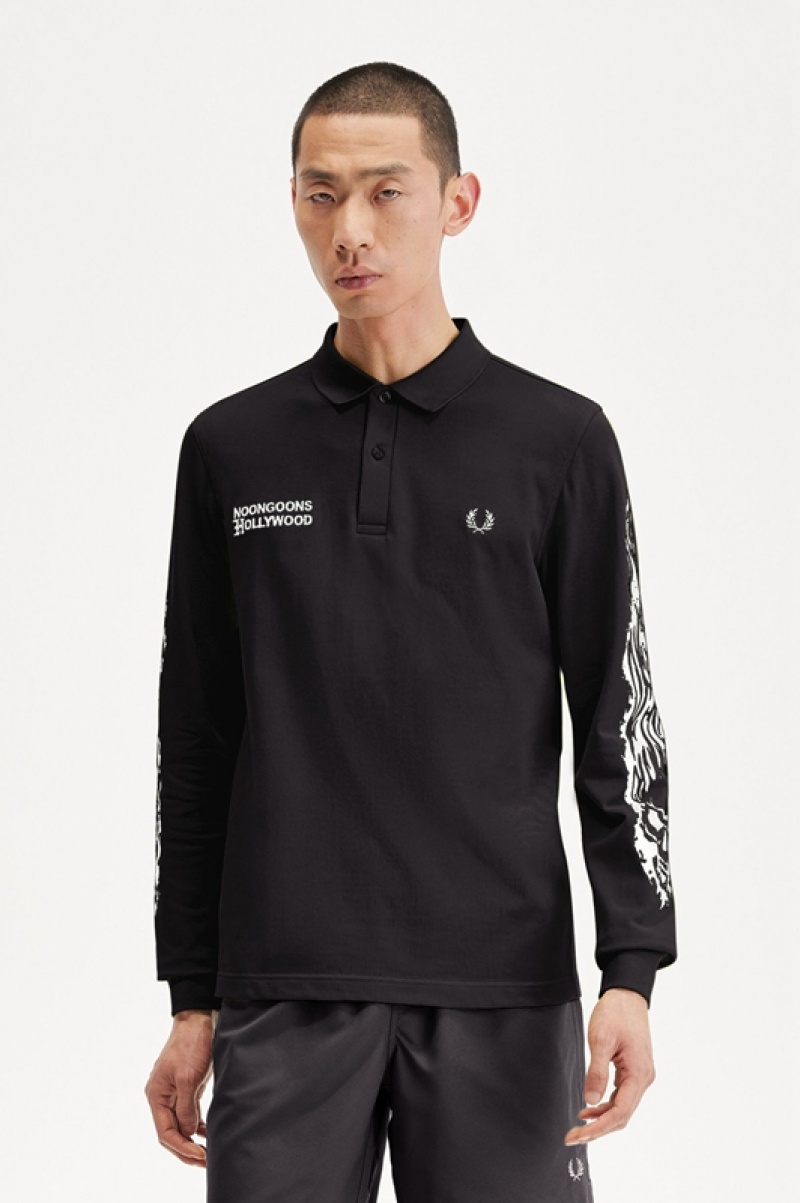 Fred Perry Noon Goons Men's Shirts Black | ZBR-589670