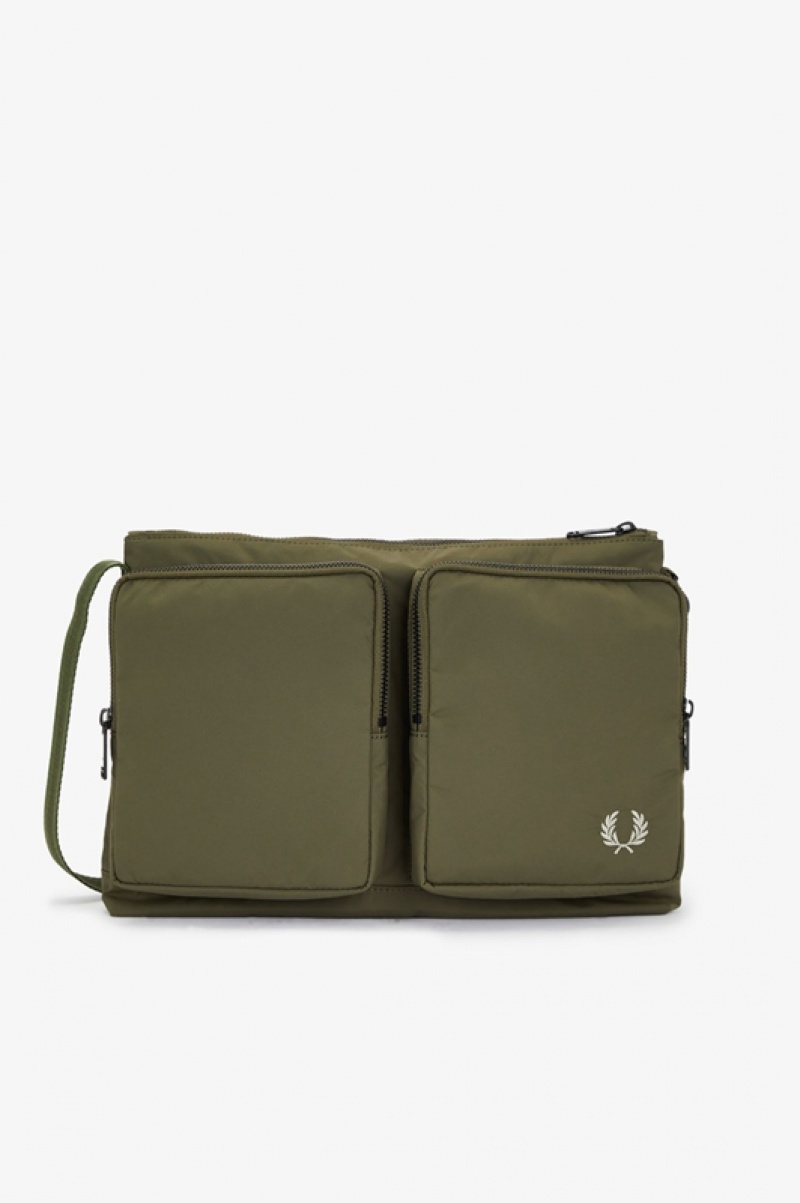 Fred Perry Nylon Pocket Men's Crossbody Bags Green | HGX-637014