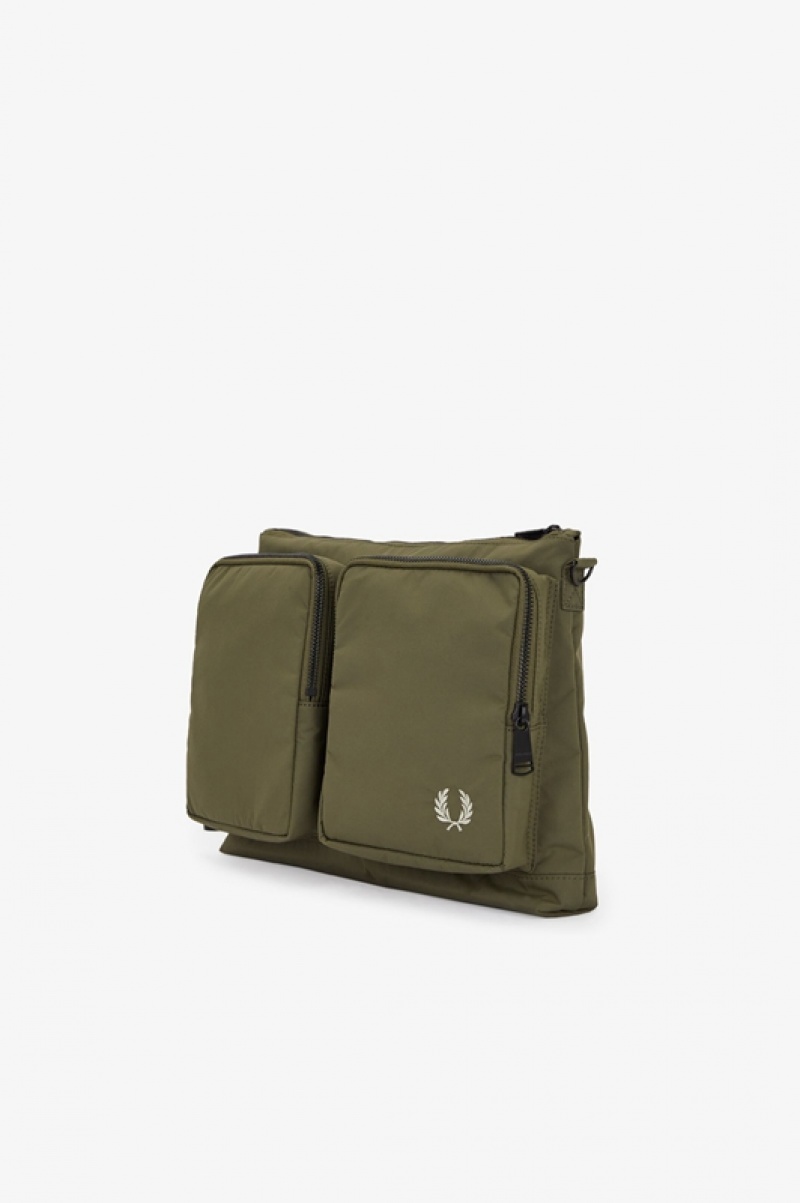 Fred Perry Nylon Pocket Men's Crossbody Bags Green | HGX-637014