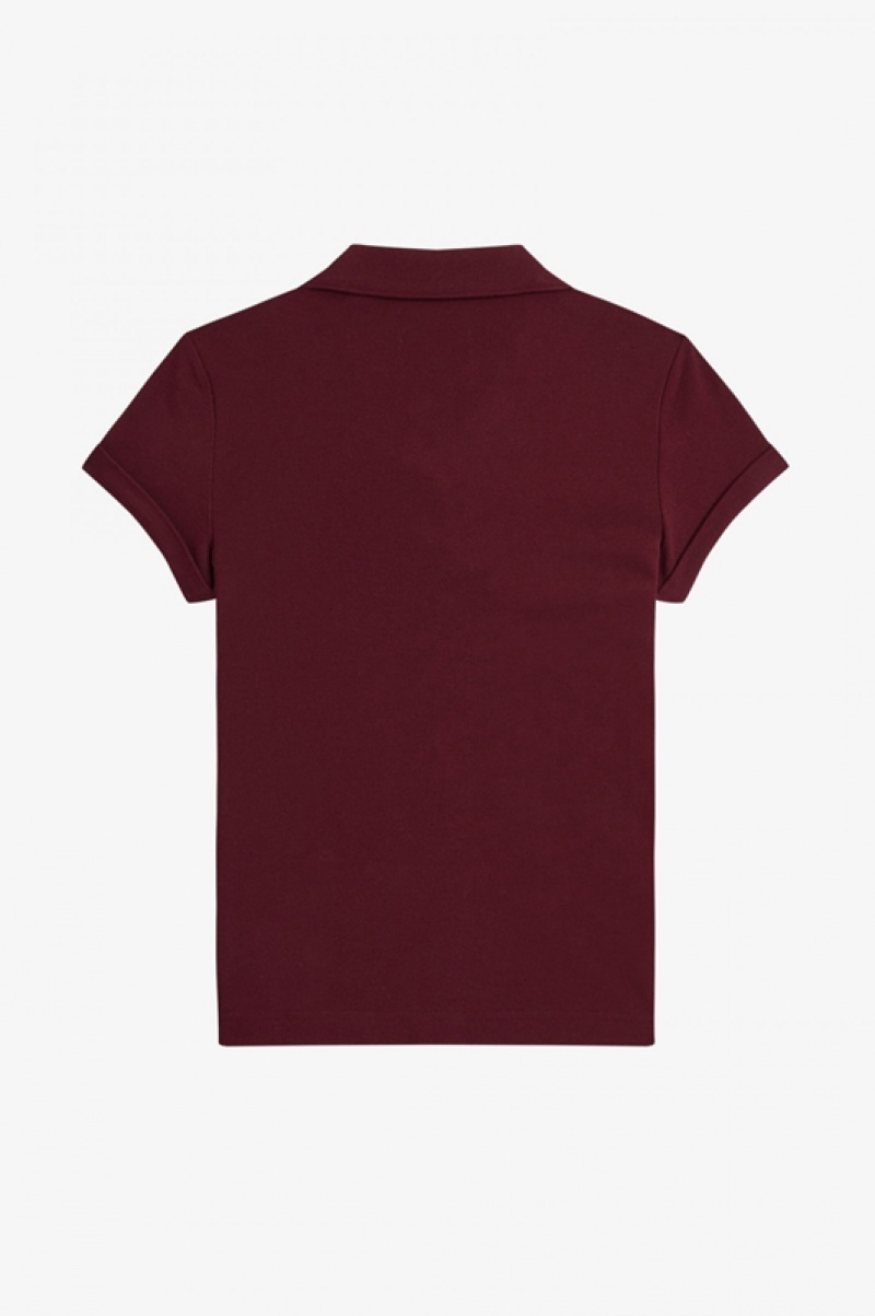 Fred Perry Open-Collar Pique Women's Shirts Burgundy | RIV-125347