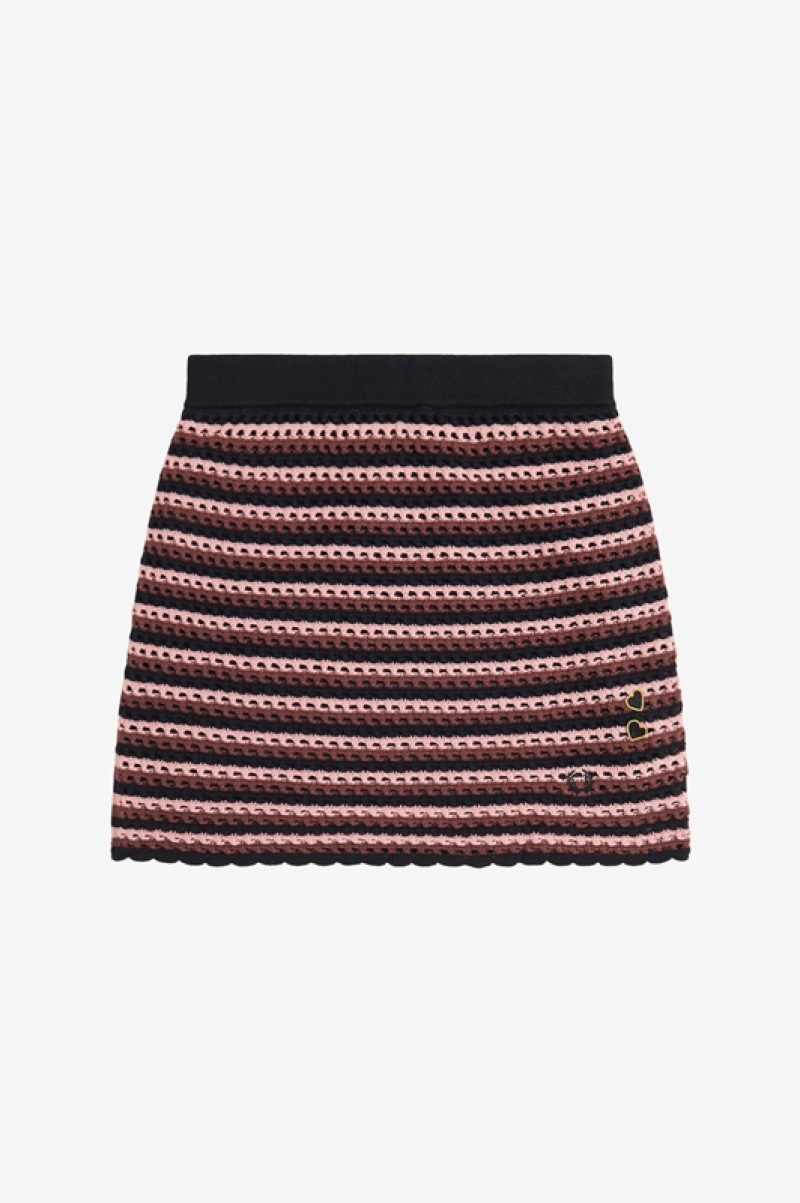 Fred Perry Open-Knit Women's Skirts Black | BCW-853092