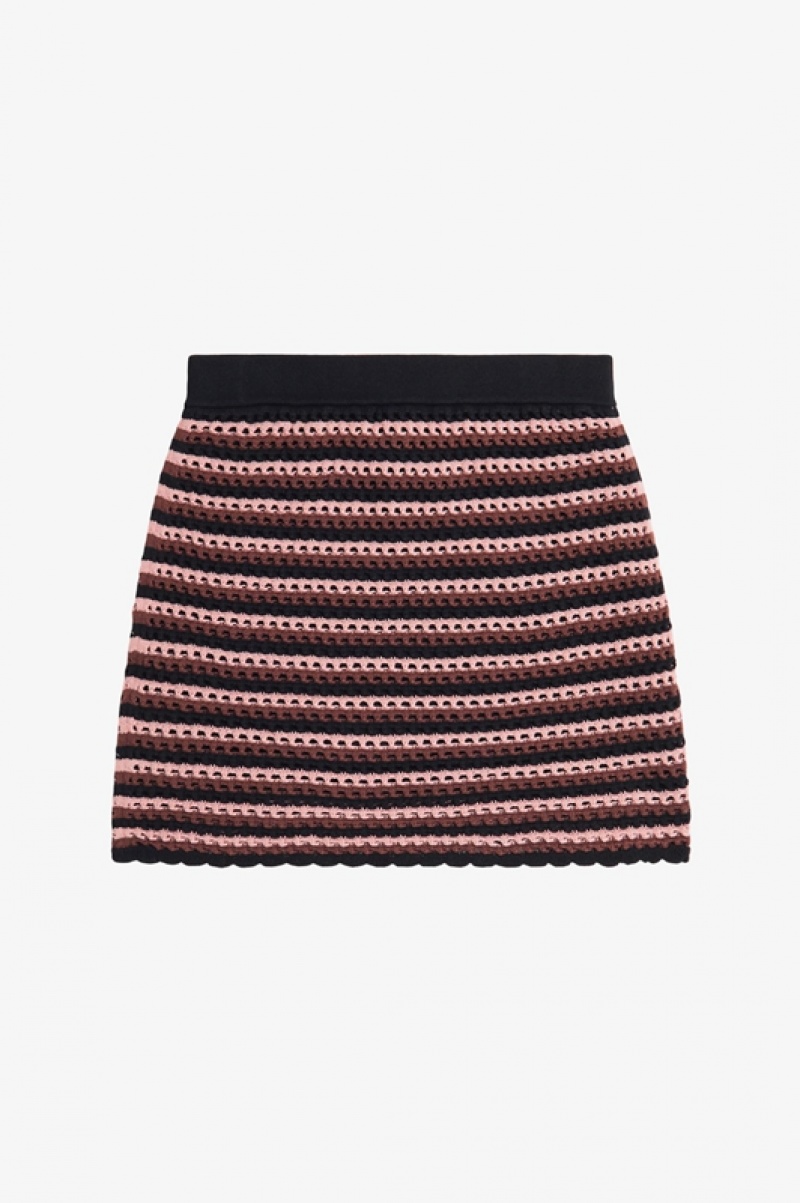 Fred Perry Open-Knit Women's Skirts Black | BCW-853092