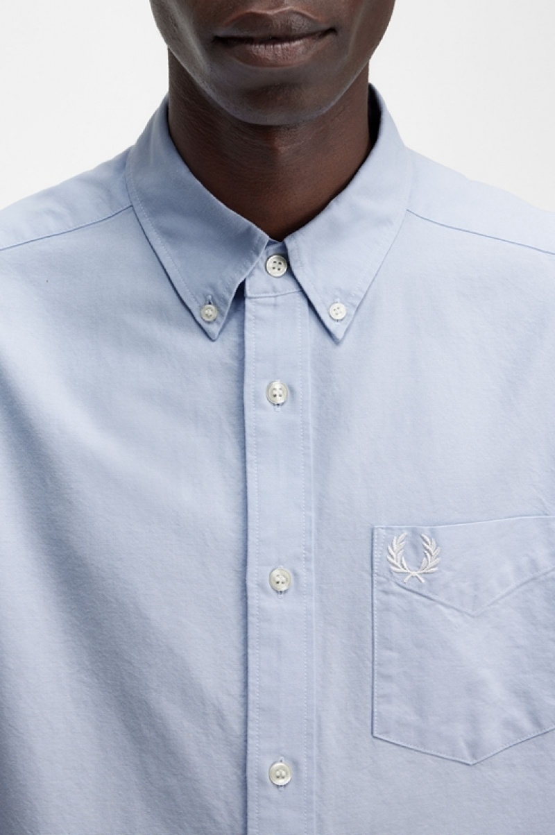 Fred Perry Oxford Men's Shirts Blue | PWS-907468