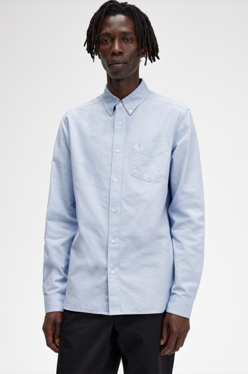 Fred Perry Oxford Men's Shirts Blue | PWS-907468