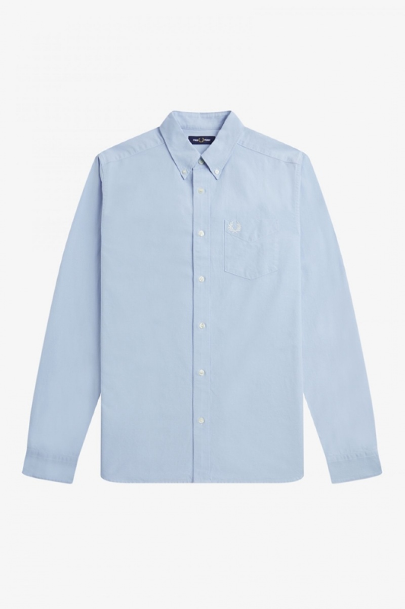 Fred Perry Oxford Men's Shirts Blue | PWS-907468