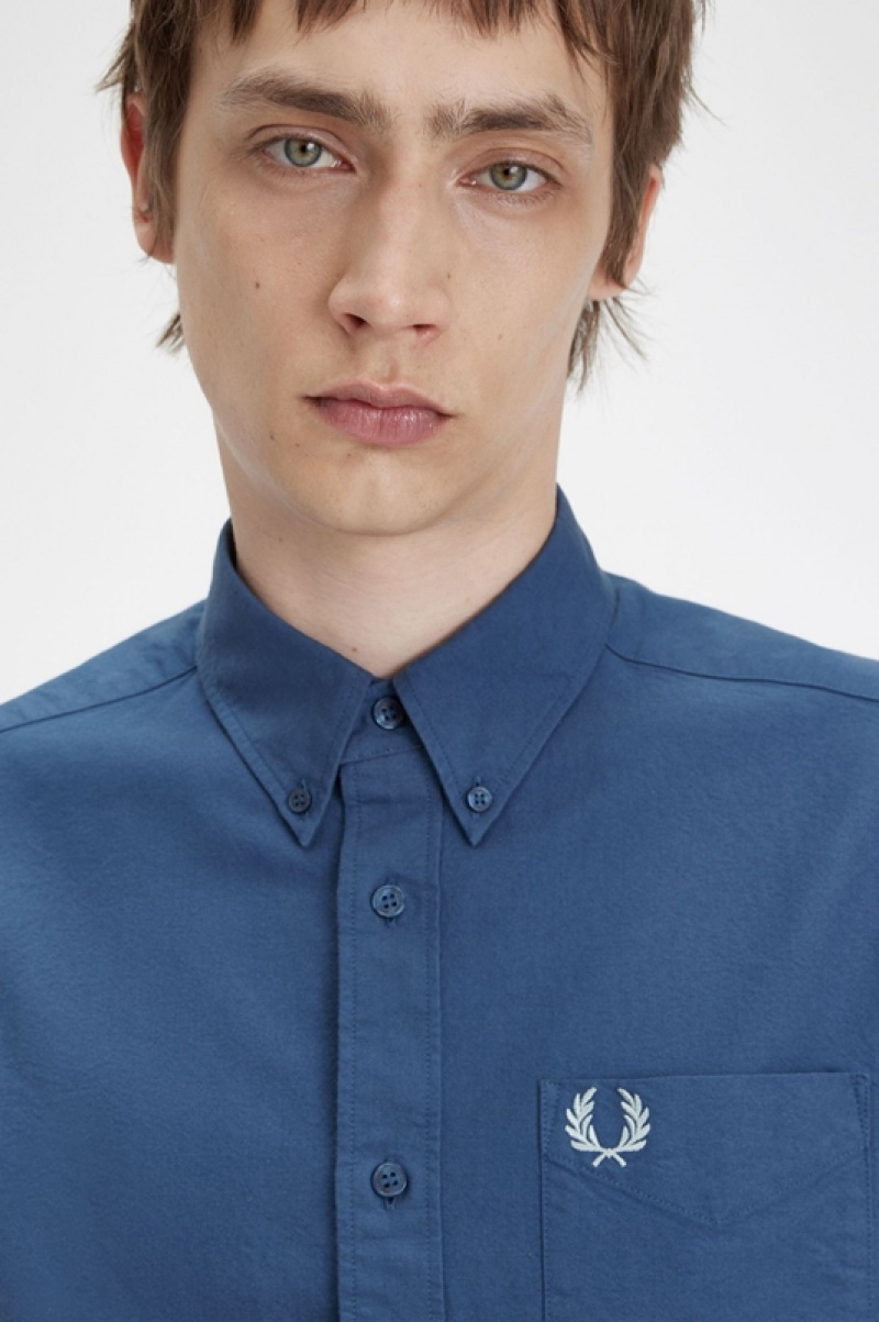 Fred Perry Oxford Men's Shirts Blue | XDV-340965