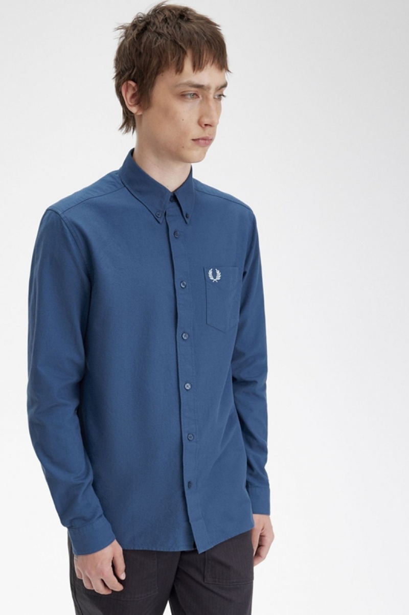 Fred Perry Oxford Men's Shirts Blue | XDV-340965