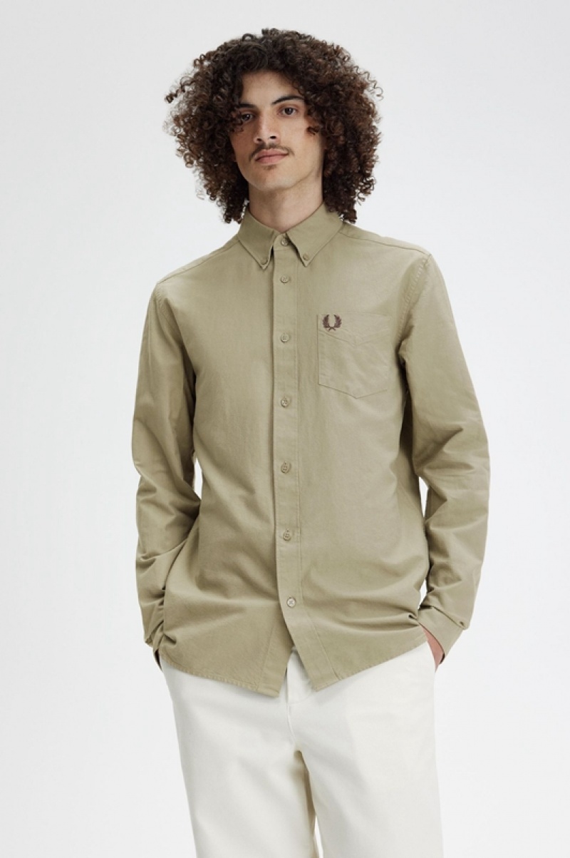 Fred Perry Oxford Men's Shirts Grey | LEG-763194