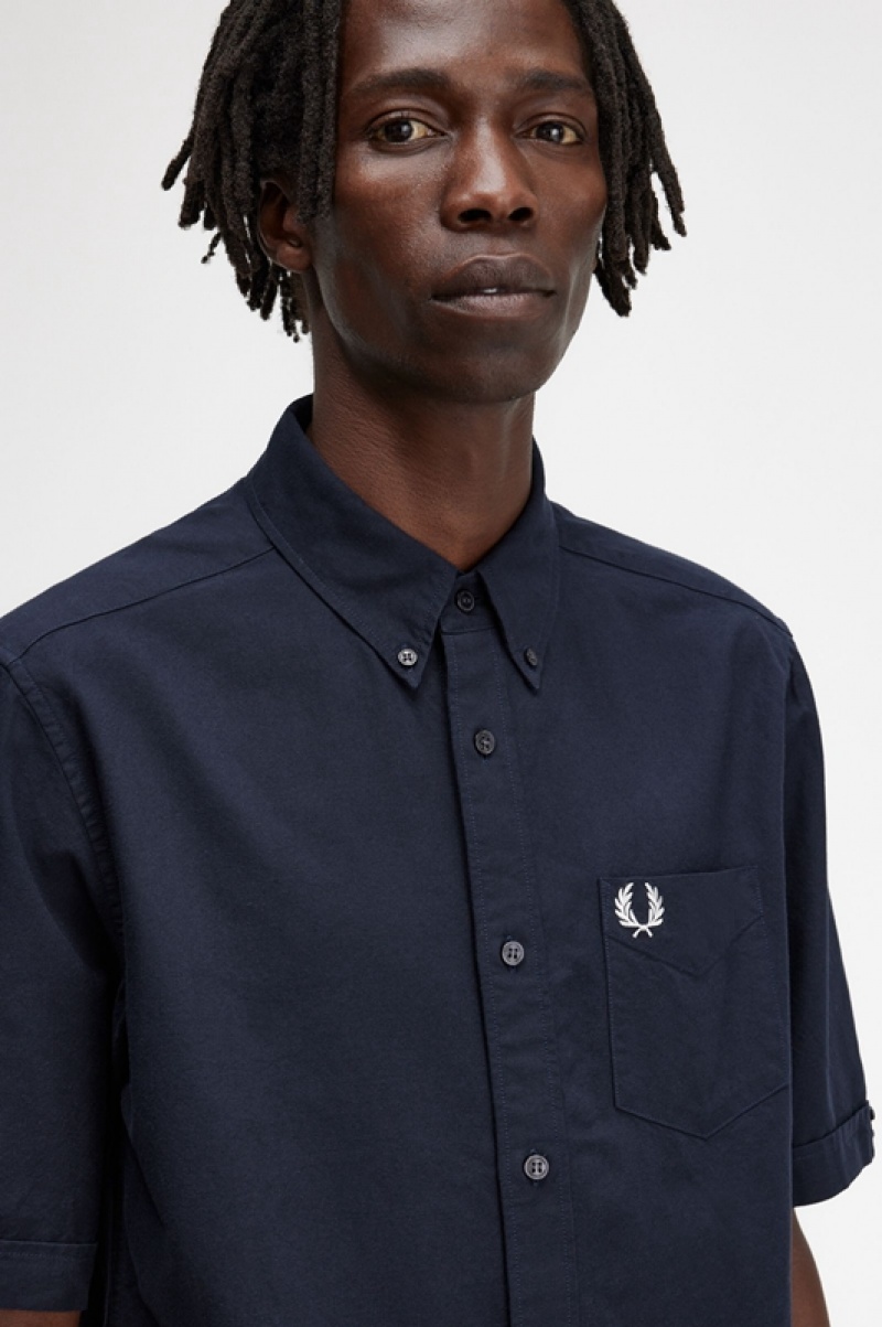 Fred Perry Oxford Men's Shirts Navy | UDL-129467