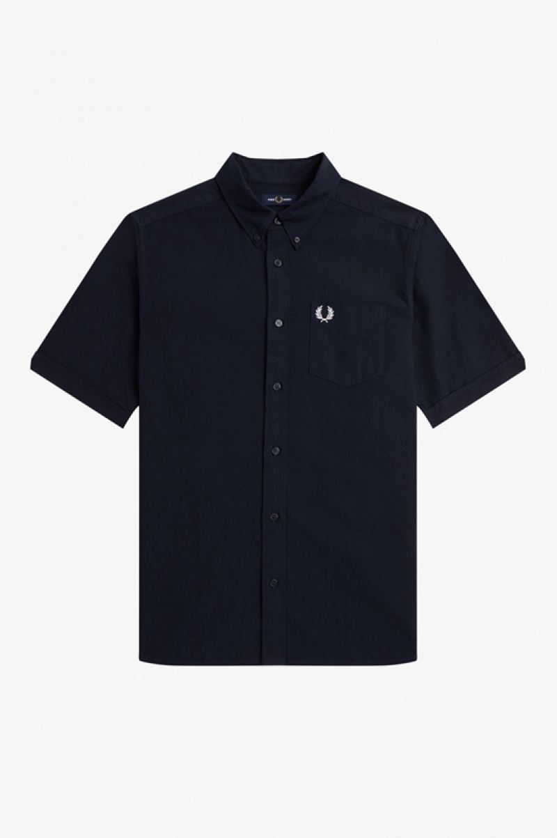 Fred Perry Oxford Men's Shirts Navy | UDL-129467