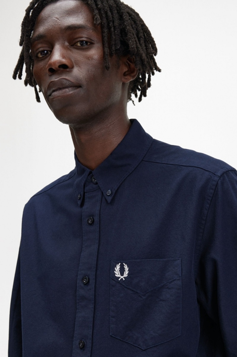 Fred Perry Oxford Men's Shirts Navy | WRN-706214