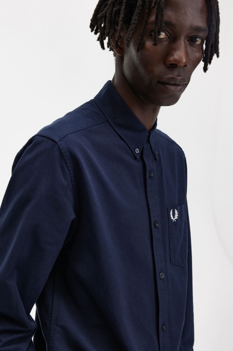 Fred Perry Oxford Men's Shirts Navy | WRN-706214