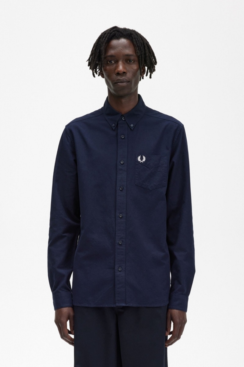 Fred Perry Oxford Men\'s Shirts Navy | WRN-706214