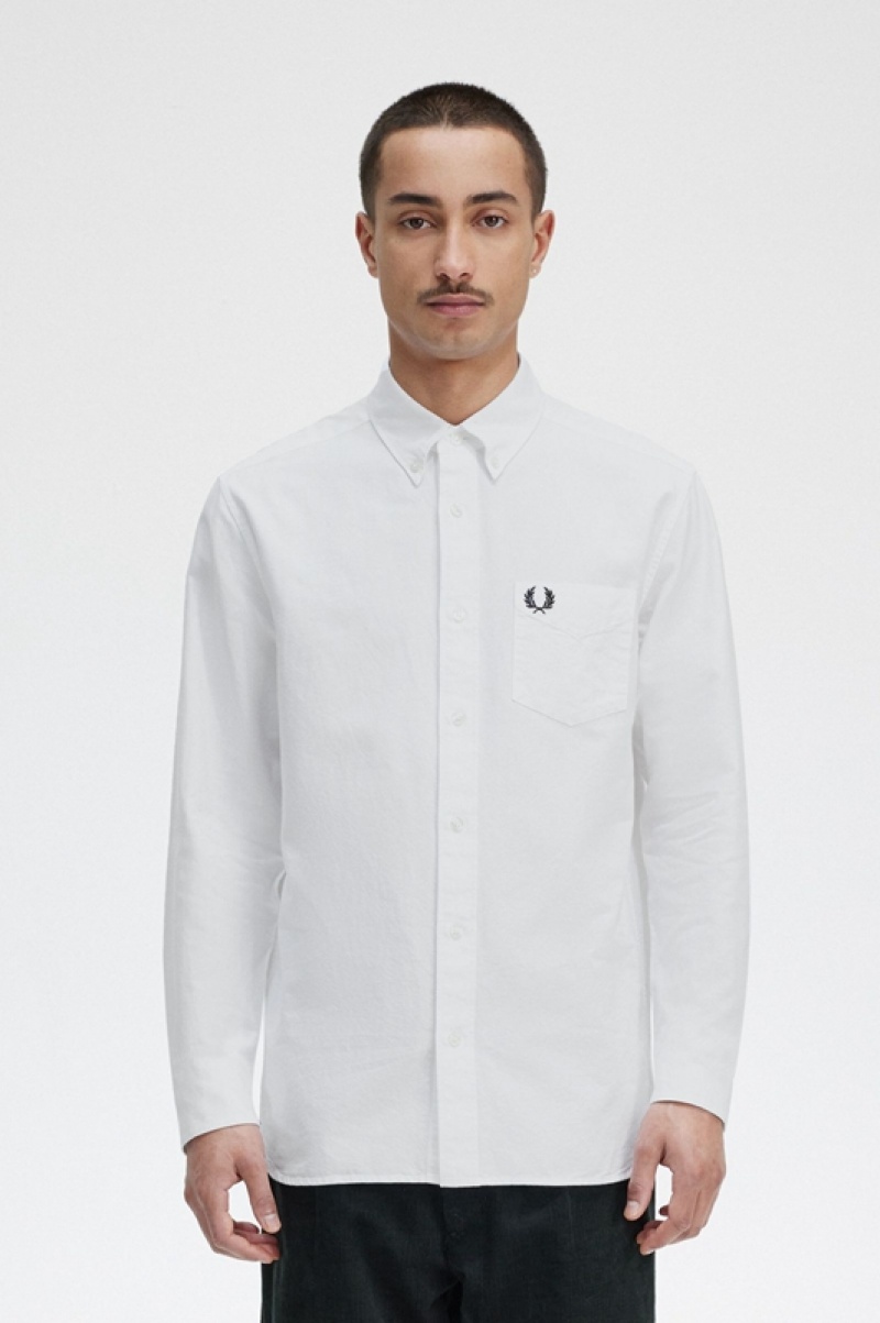 Fred Perry Oxford Men\'s Shirts White | YJH-561084