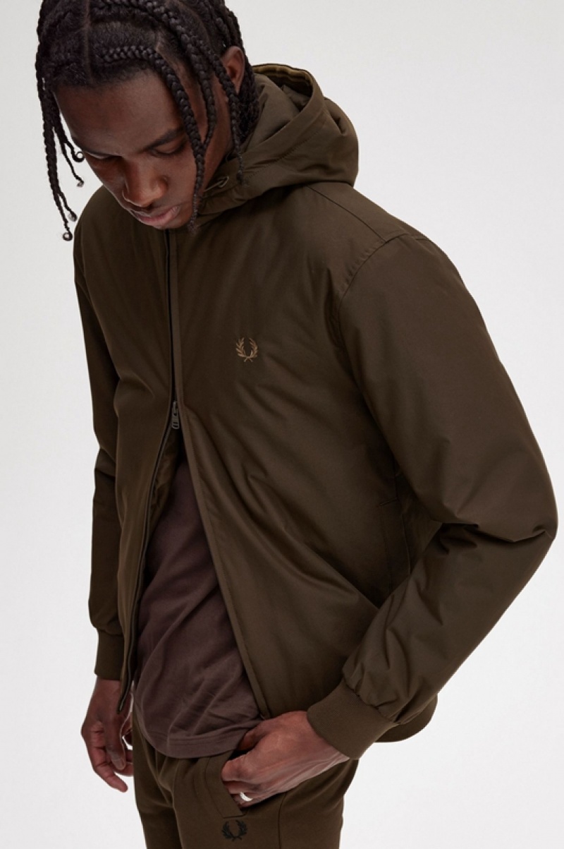 Fred Perry Padded Hooded Brentham Men's Jackets Brown | ZEI-061542