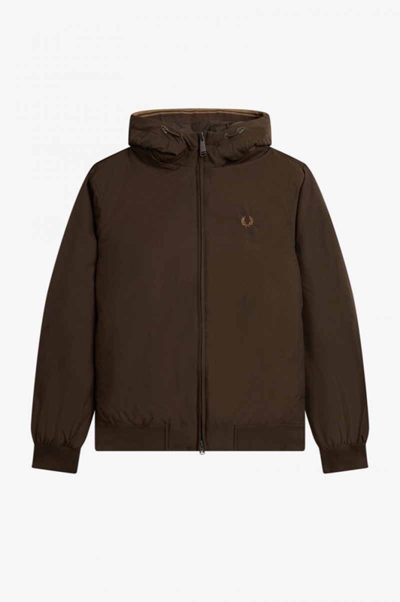 Fred Perry Padded Hooded Brentham Men's Jackets Brown | ZEI-061542