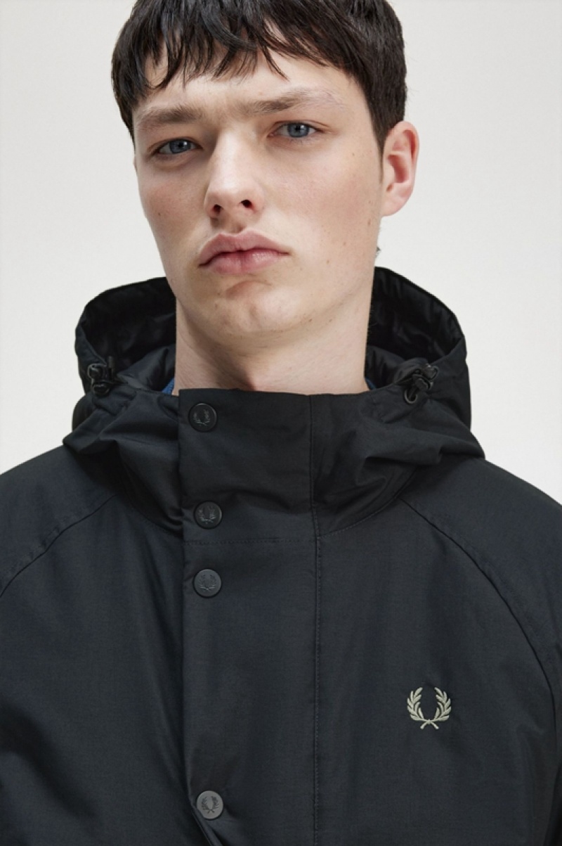 Fred Perry Padded Zip Through Men's Jackets Black | TQS-182573