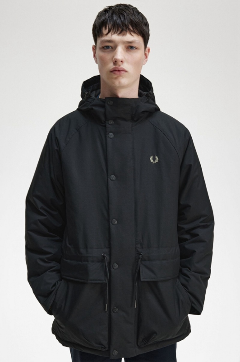 Fred Perry Padded Zip Through Men's Jackets Black | TQS-182573