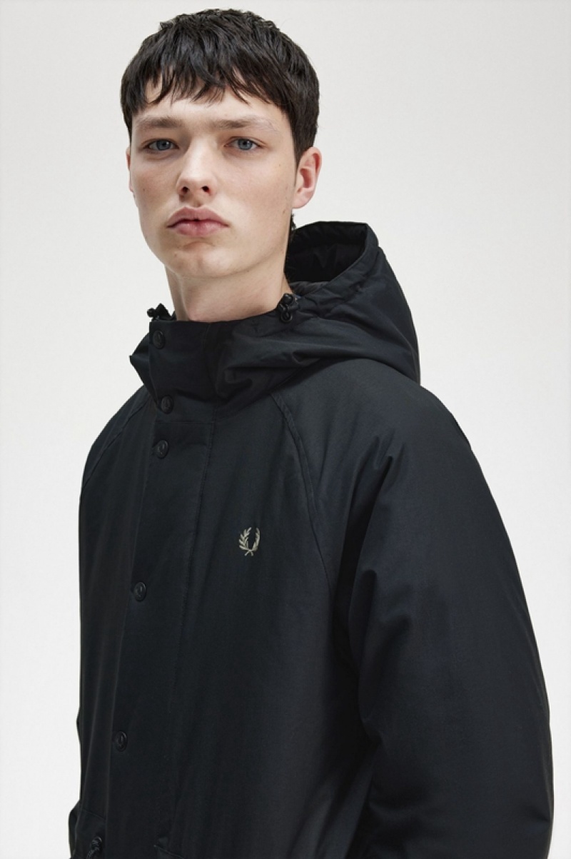 Fred Perry Padded Zip Through Men's Jackets Black | TQS-182573