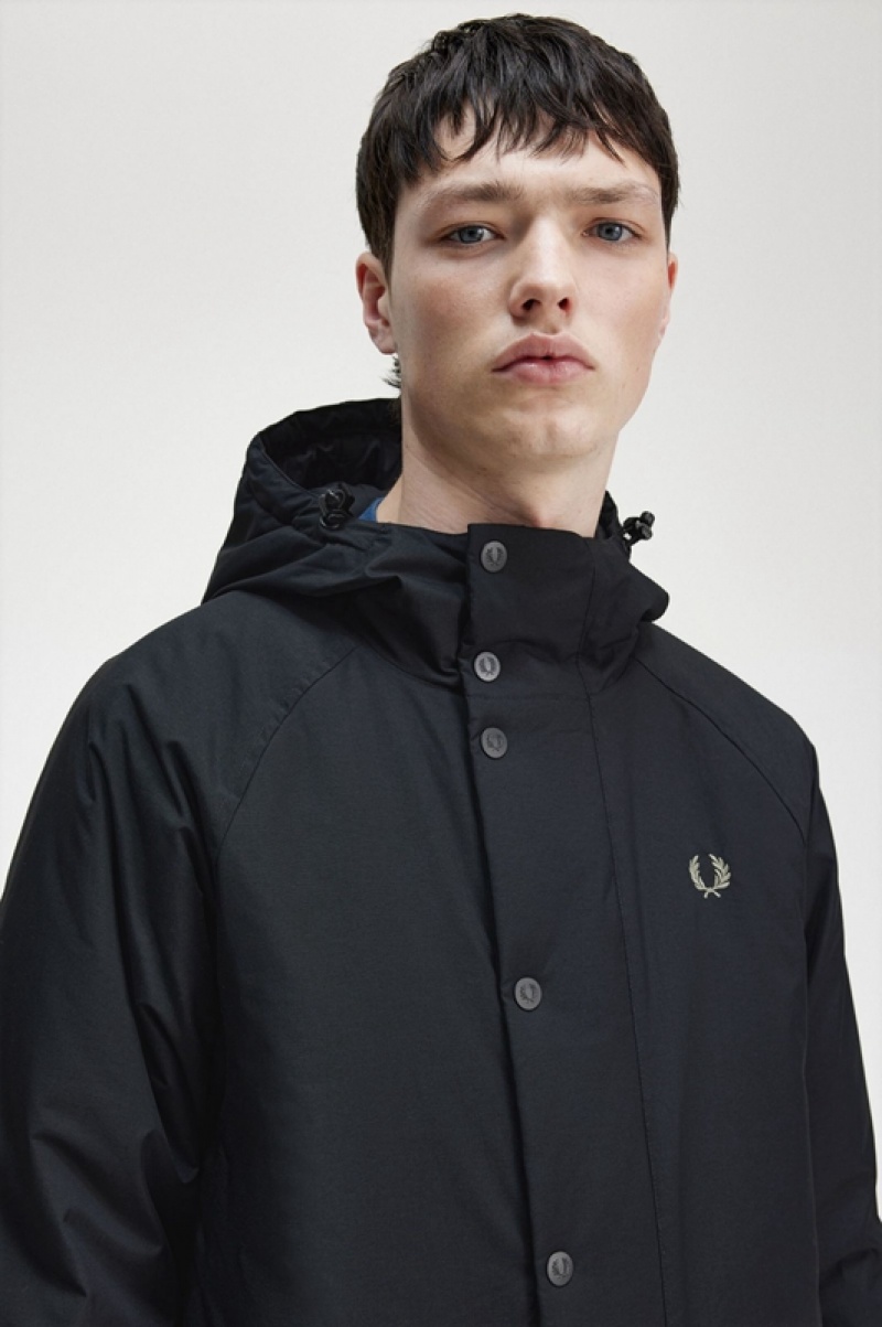 Fred Perry Padded Zip Through Men's Jackets Black | TQS-182573