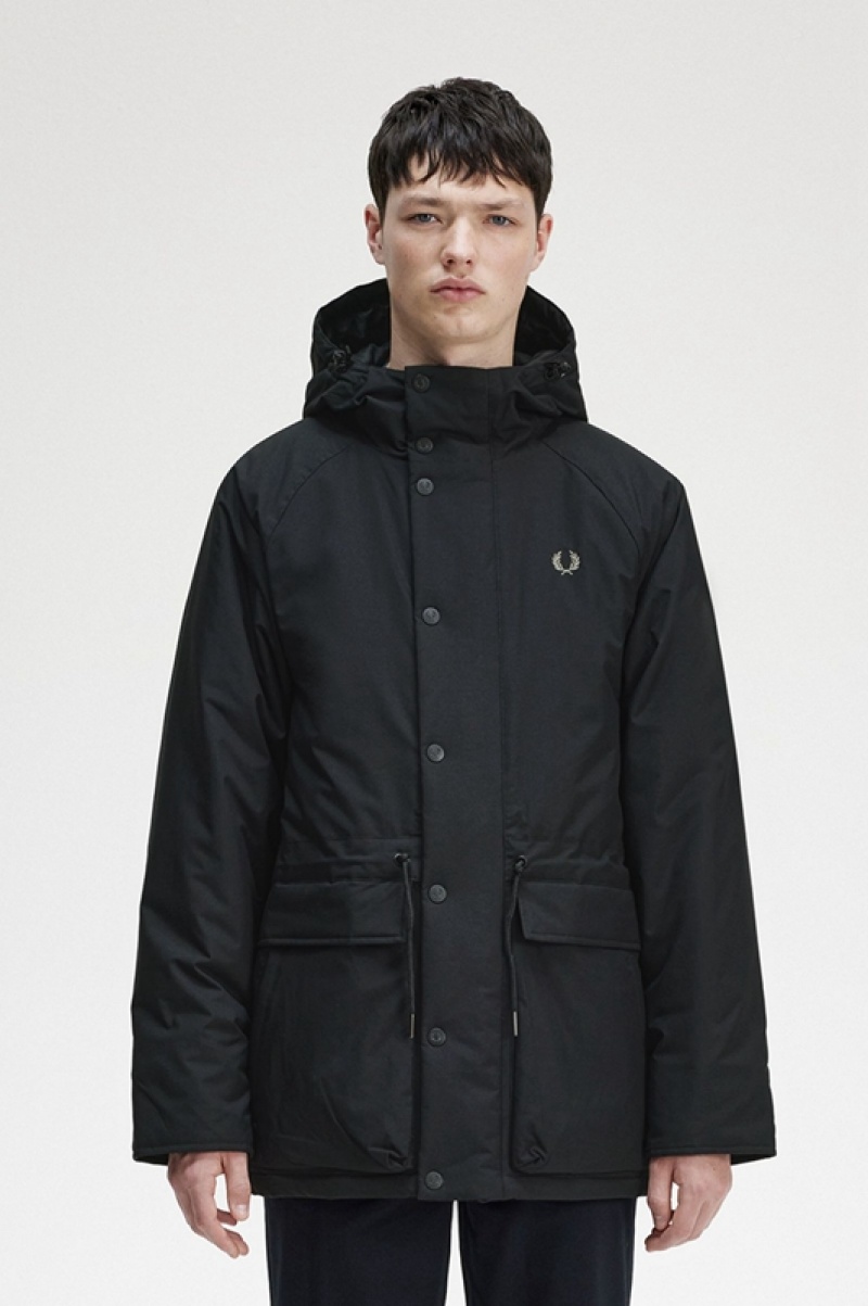 Fred Perry Padded Zip Through Men\'s Jackets Black | TQS-182573