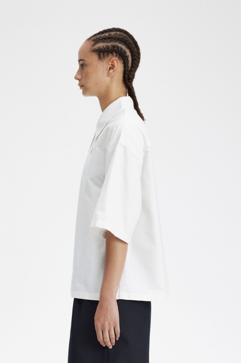 Fred Perry Placket Detail Women's Shirts White | PUV-642981