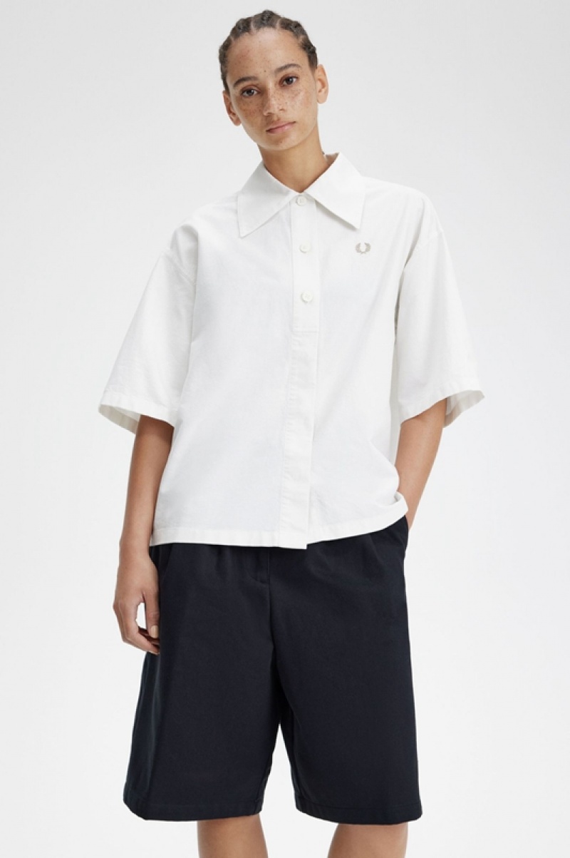 Fred Perry Placket Detail Women's Shirts White | PUV-642981