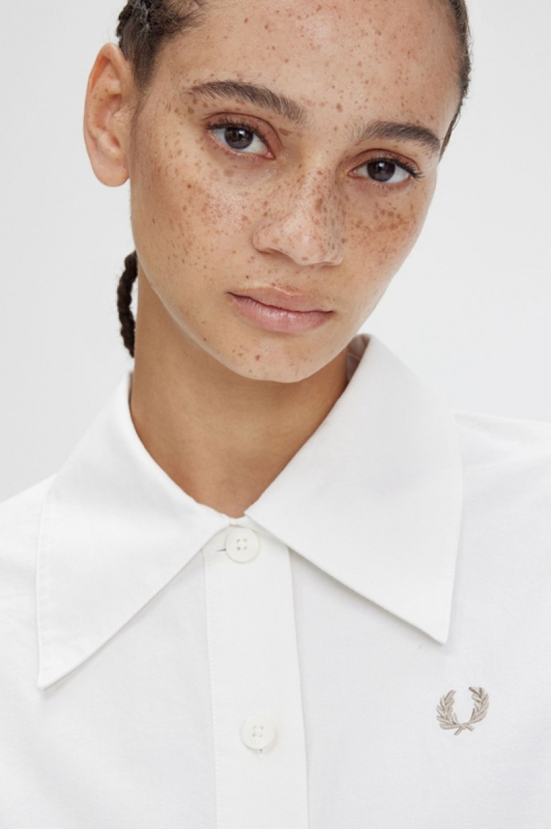 Fred Perry Placket Detail Women's Shirts White | PUV-642981