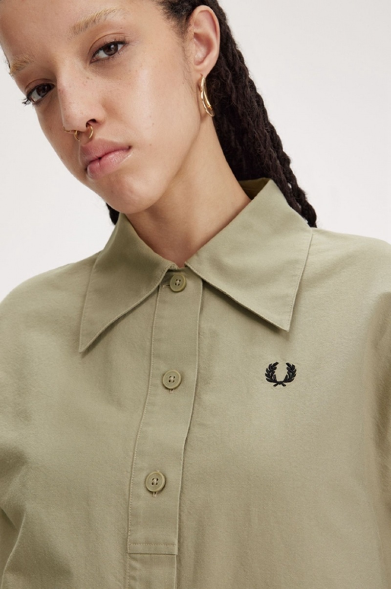 Fred Perry Placket Detail Women's Shirts Grey | CBA-280357