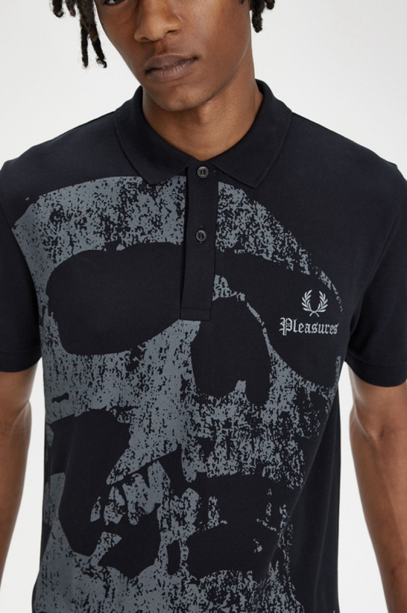 Fred Perry Pleasures Men's Shirts Black | MRD-485012