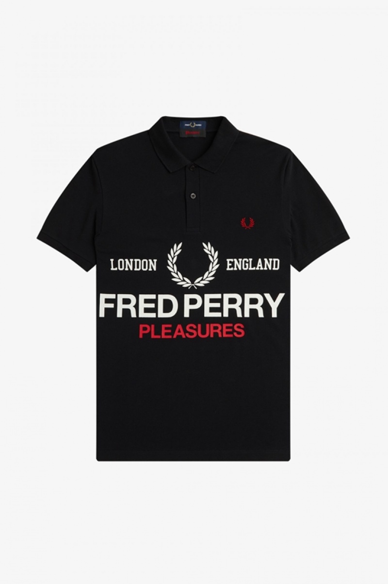 Fred Perry Pleasures Men\'s Shirts Black | INK-934027