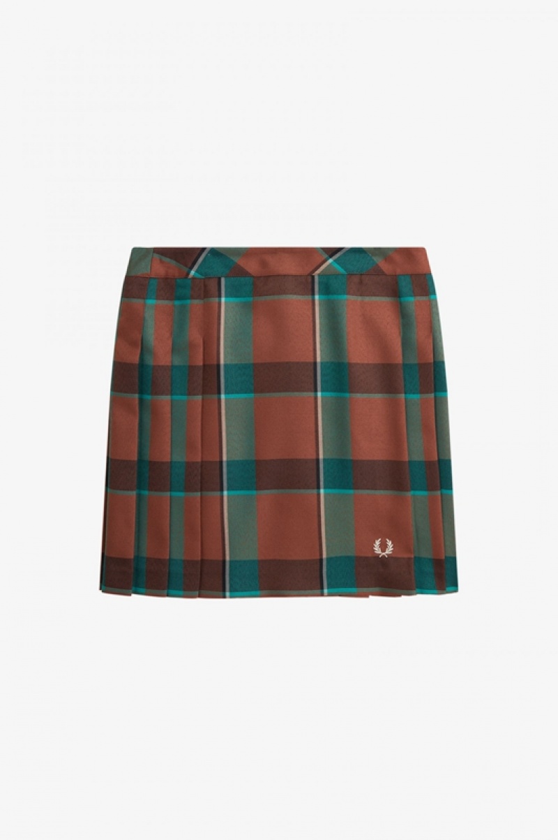 Fred Perry Pleated Tartan Women\'s Skirts Brown | BTH-061578