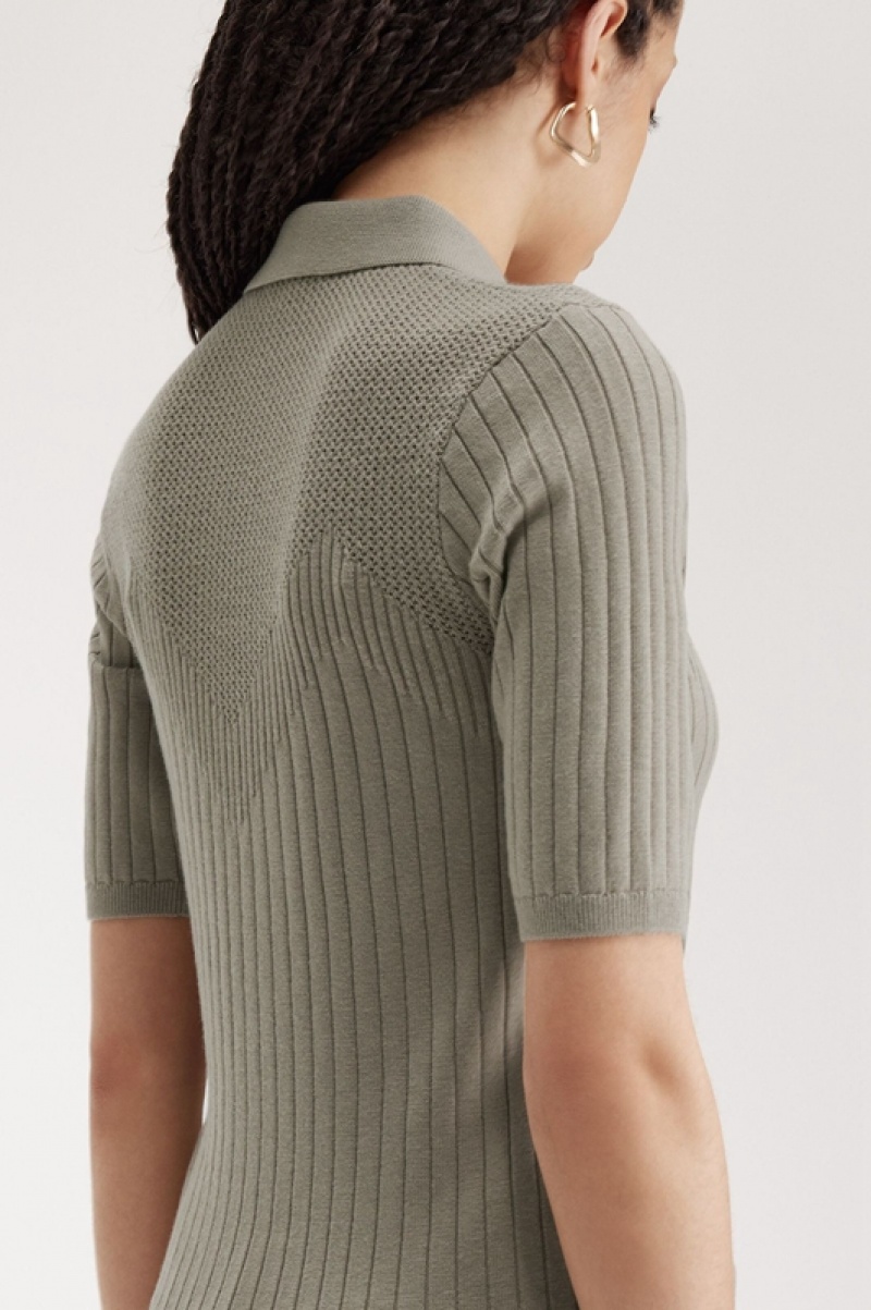 Fred Perry Pointelle Detail Knitted Women's Shirts Grey | OPT-231960