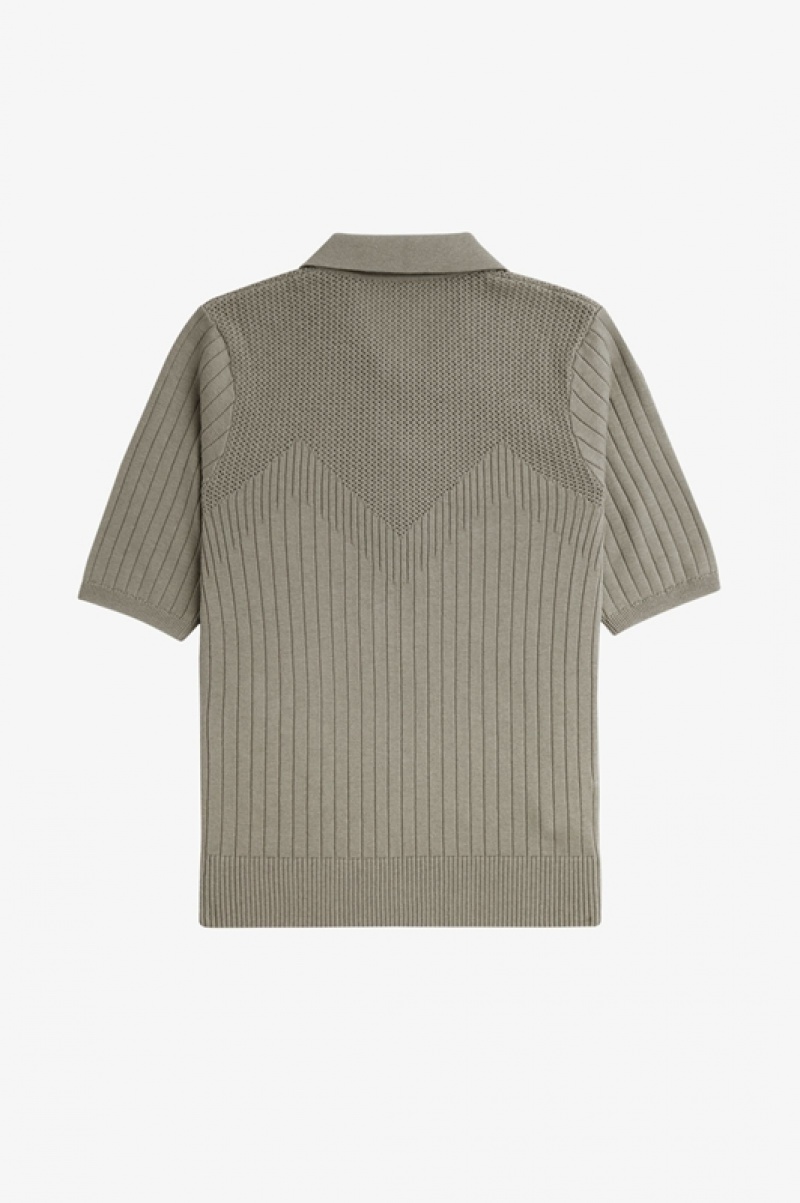 Fred Perry Pointelle Detail Knitted Women's Shirts Grey | OPT-231960