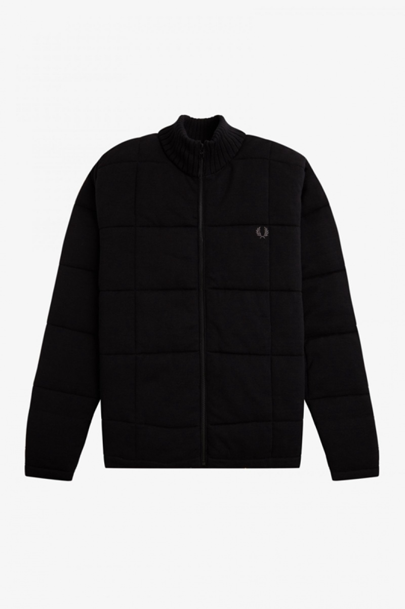 Fred Perry Quilted Knitted Men\'s Jackets Black | CEG-697285