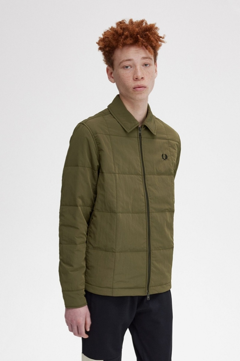 Fred Perry Quilted Men's Jackets Green | DJP-049862