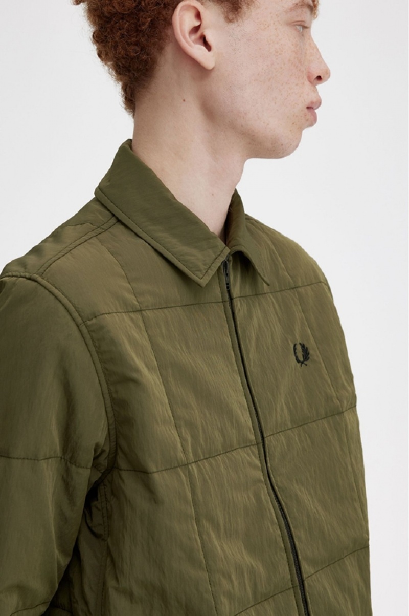 Fred Perry Quilted Men's Jackets Green | DJP-049862