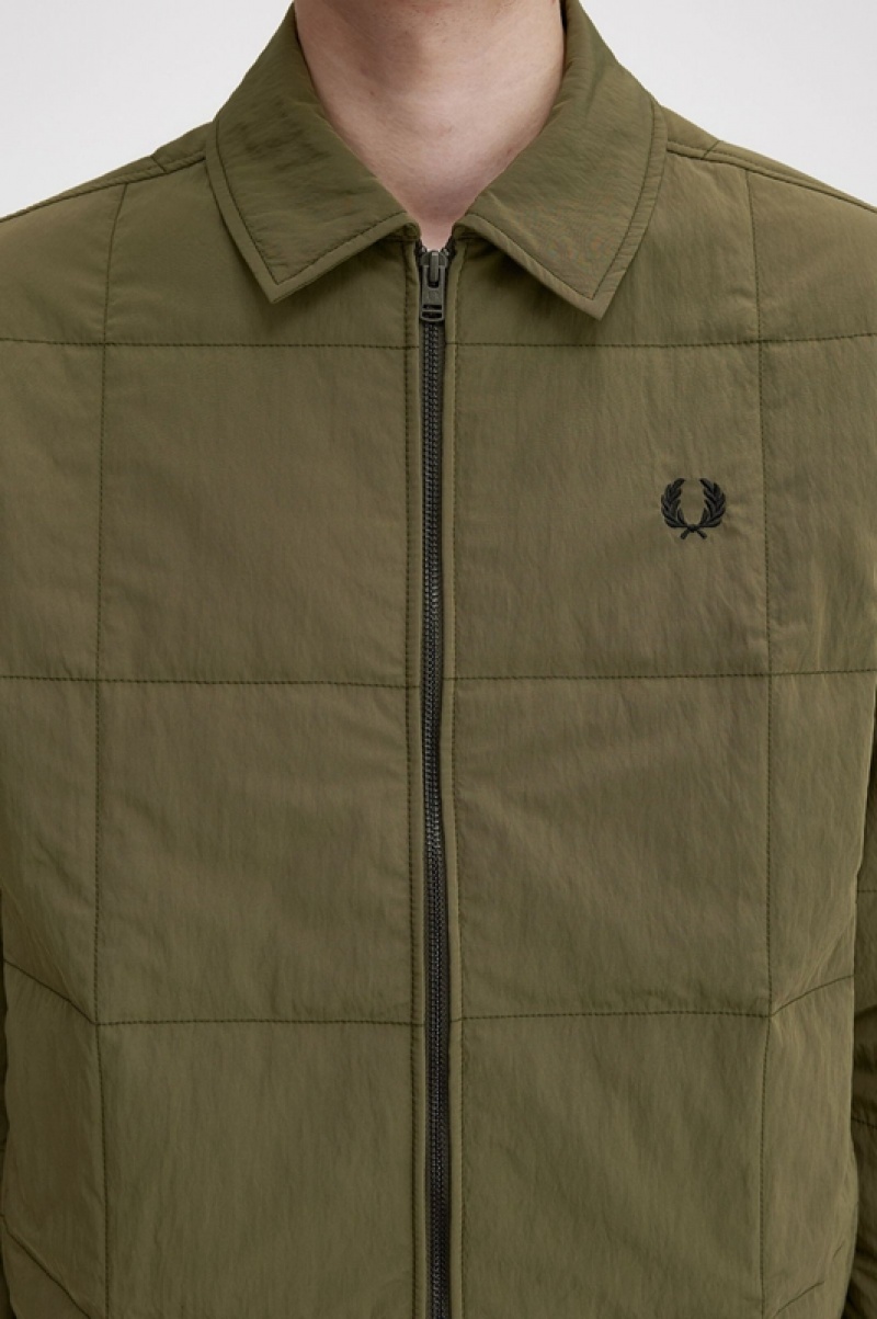 Fred Perry Quilted Men's Jackets Green | DJP-049862