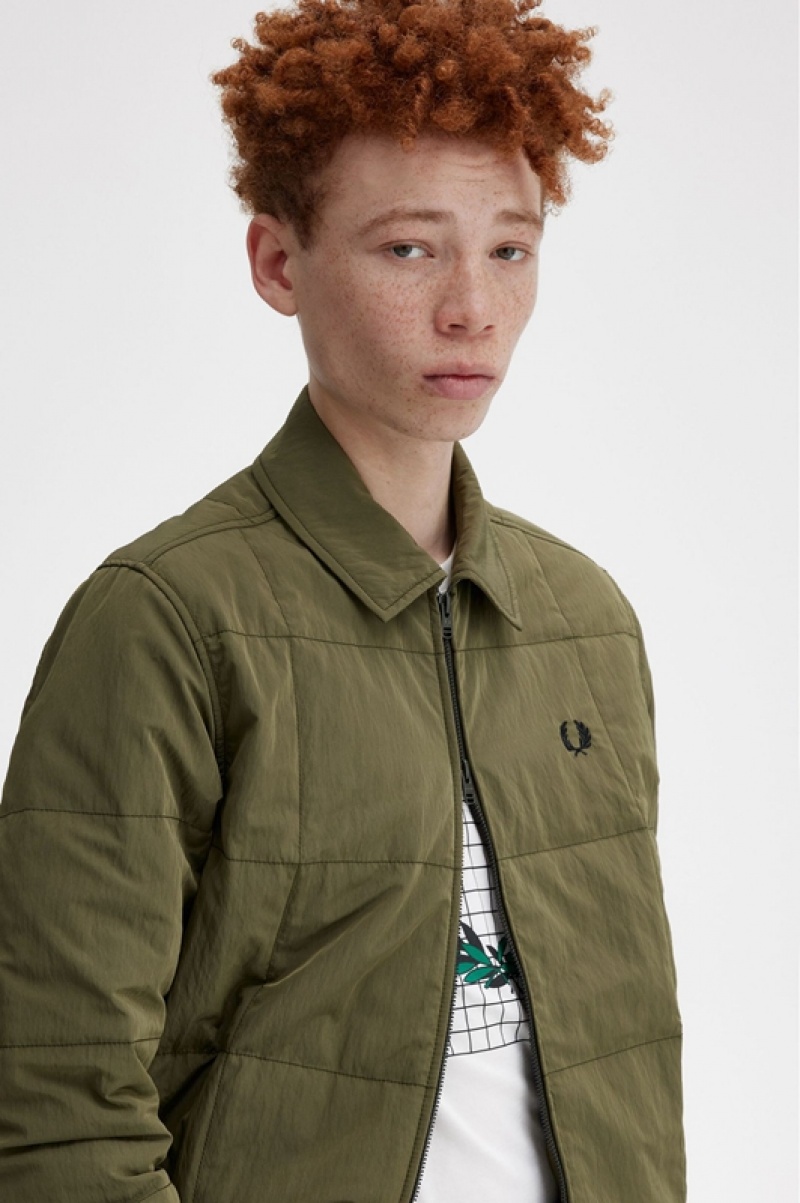 Fred Perry Quilted Men's Jackets Green | DJP-049862