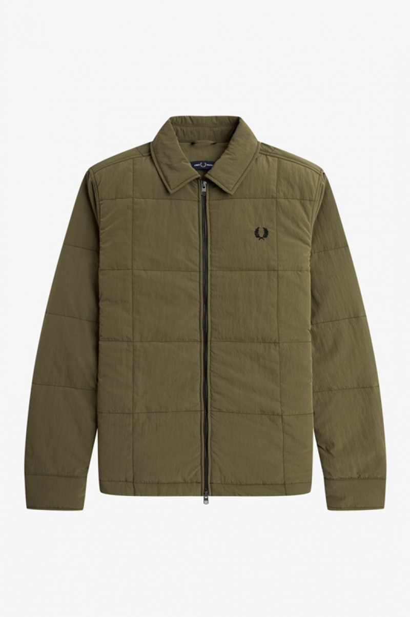 Fred Perry Quilted Men's Jackets Green | DJP-049862